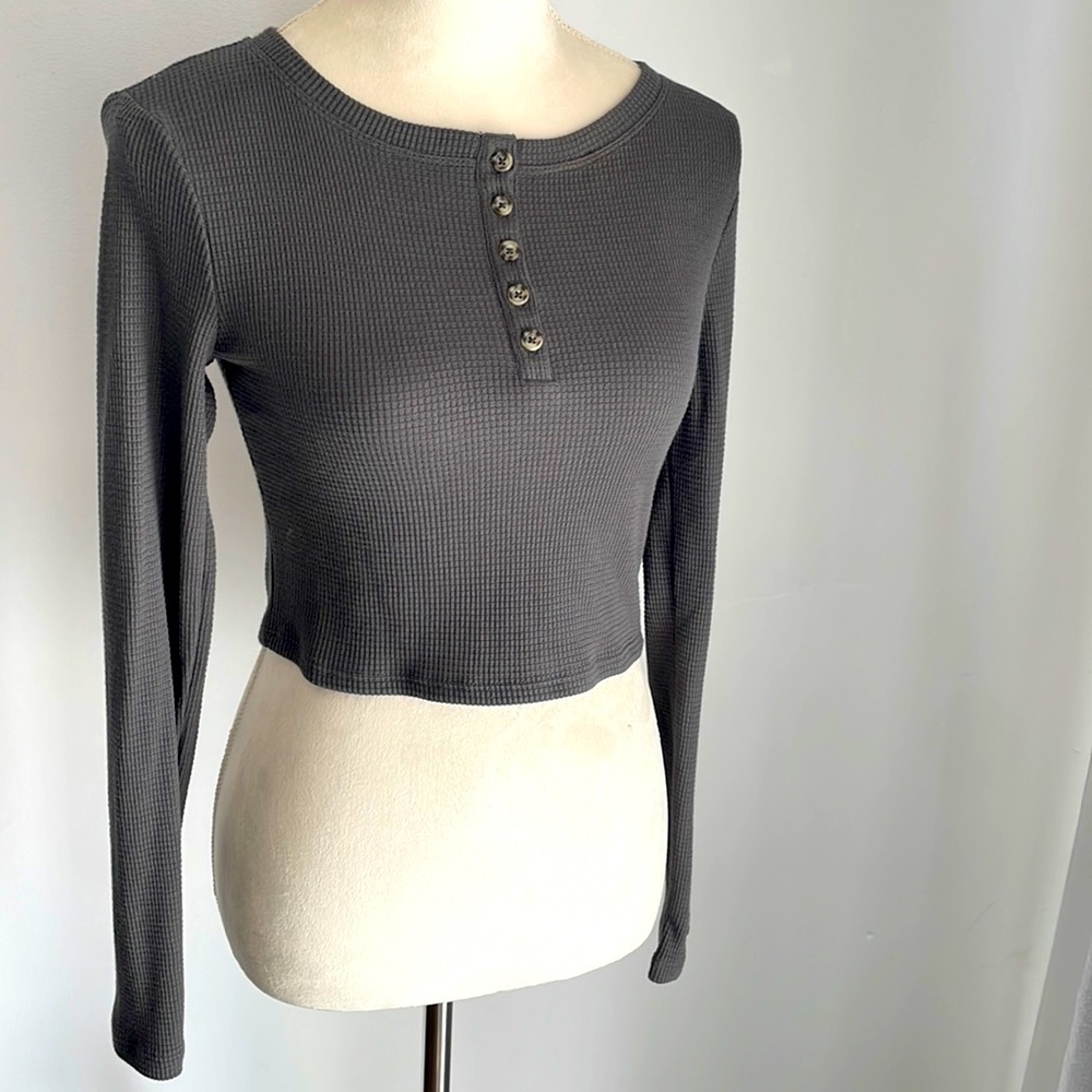 Grey Button down Henly Top